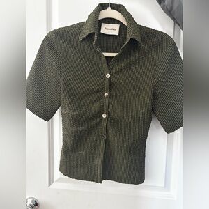 Nanushka Olive Textured Blouse